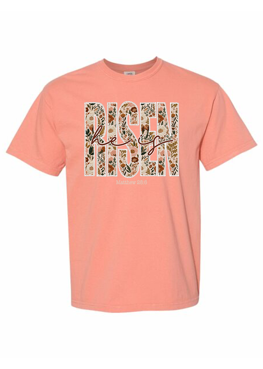 YOUTH Pearl-Lined He Is Risen COMFORT COLORS Tee