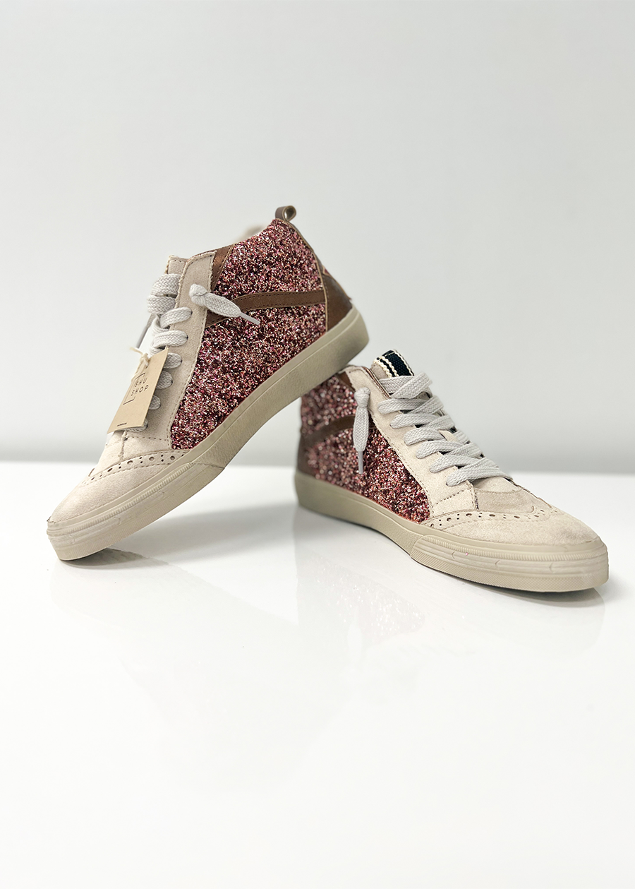 RILEY Rose Gold Glitter Hi-Top Sneaker – Palmetto Twist