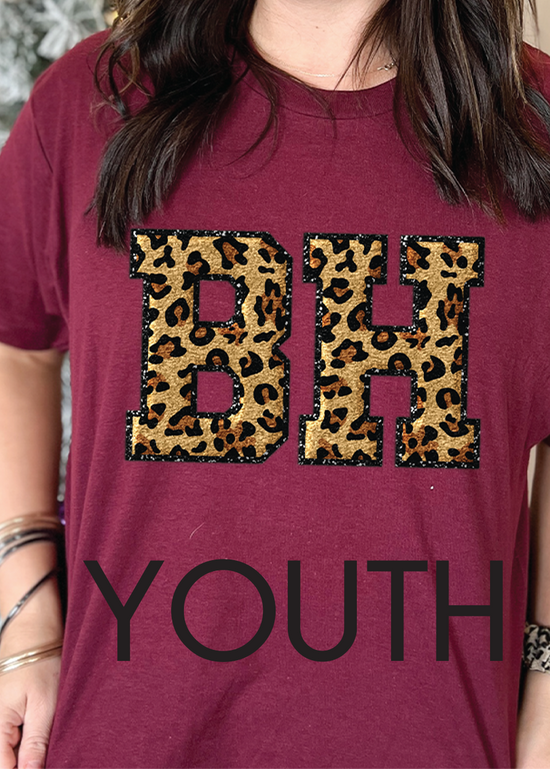 Youth Cheetah Sequin Block Monogram Tee