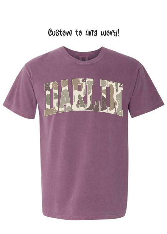 ADULT Custom Camo Word COMFORT COLORS Tee