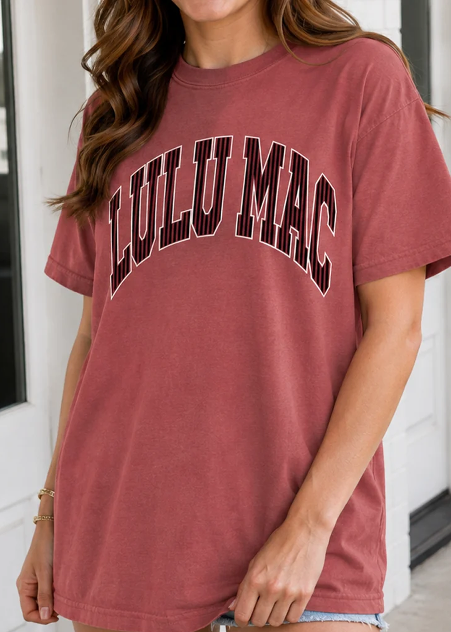 LULU MAC USC Stripe COMFORT COLORS Tee-Brick