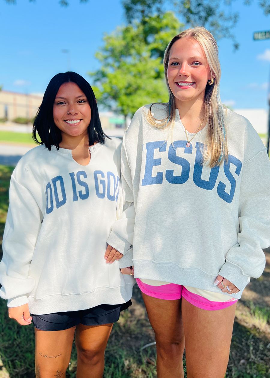 JESUS Split Neck Sweatshirt