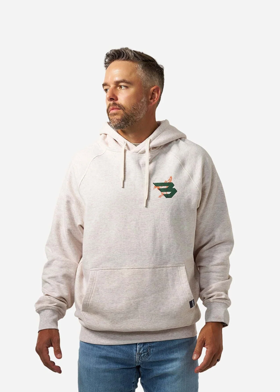 Fleece Hoodie - Duck Flying B Logo - Heather Oatmeal