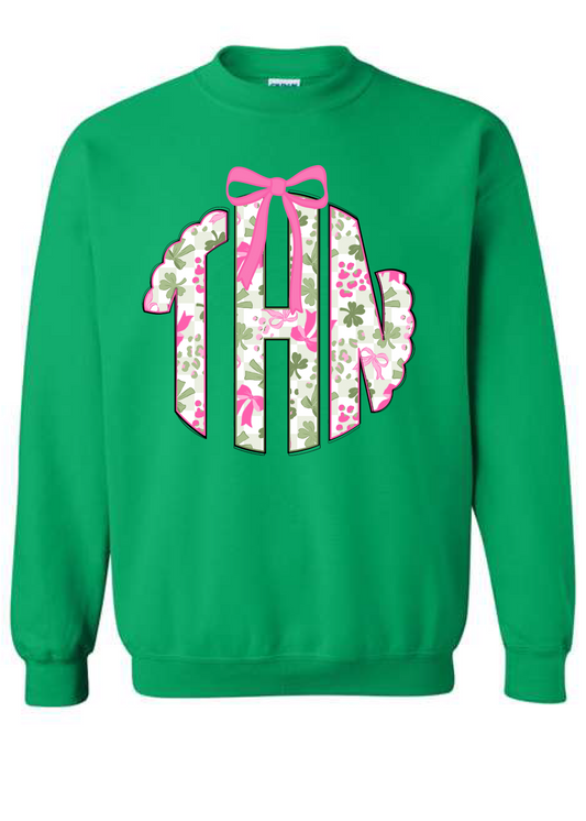 Pink Clover Monogram Crewneck Sweatshirt
