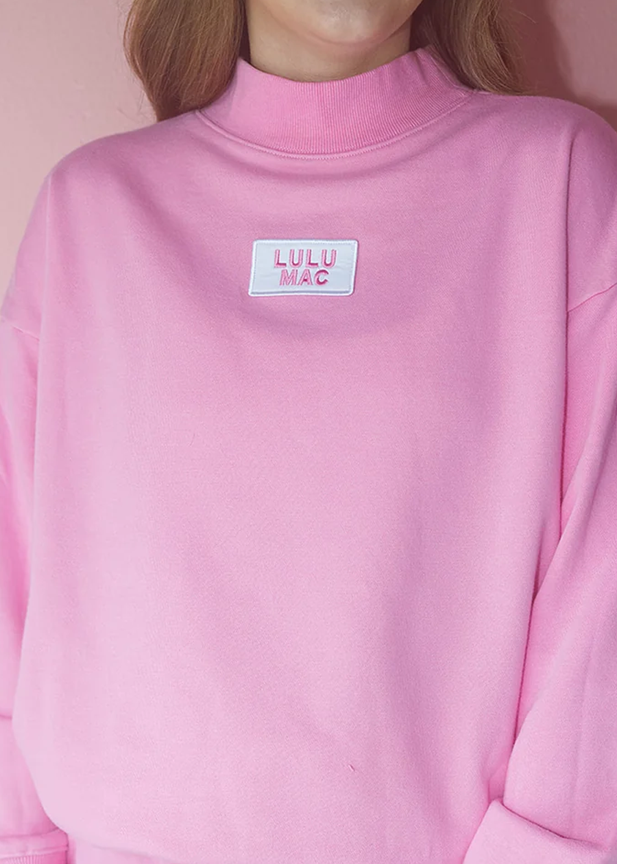 LULU MAC Terry Cloth Long Sleeve Top - Bubblegum