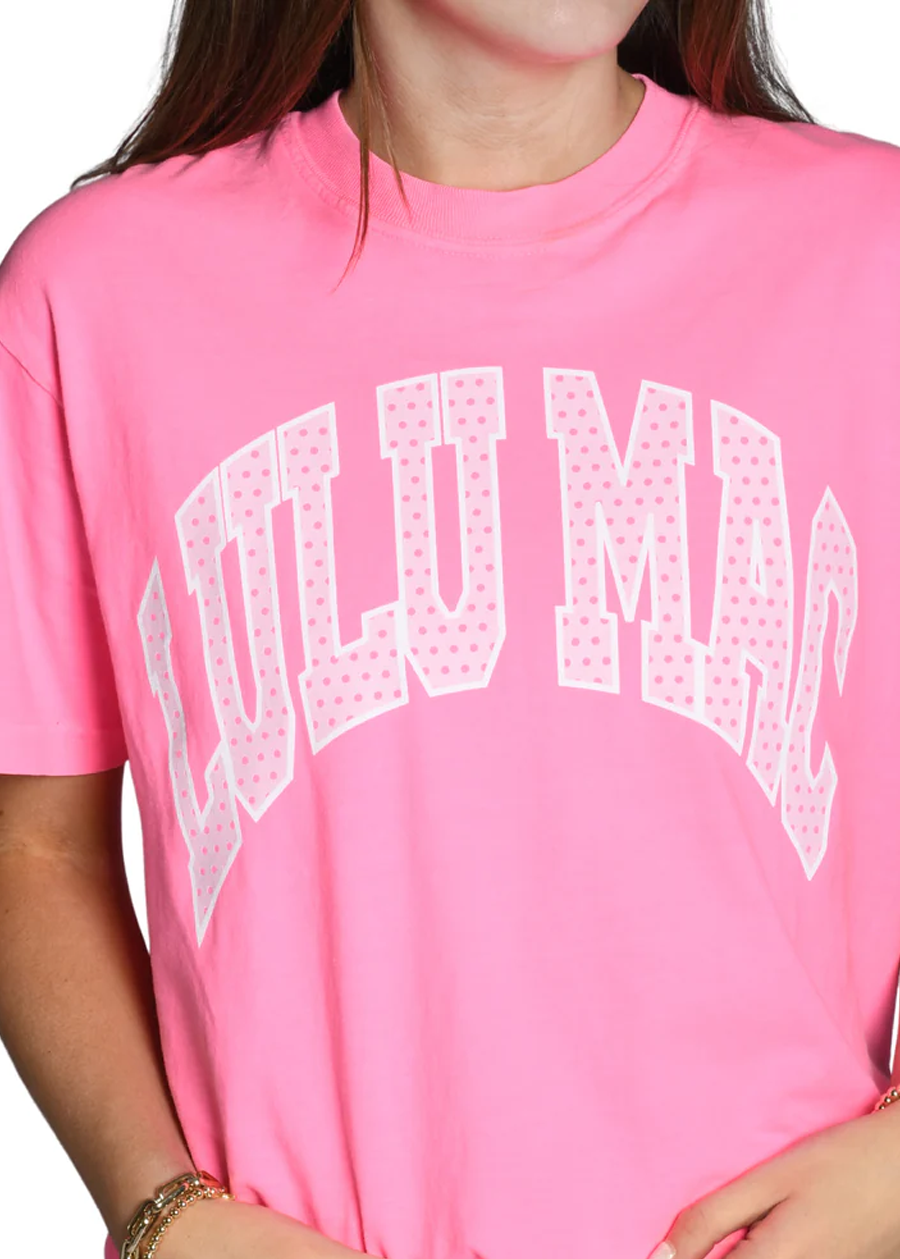 LULU MAC Comfort Colors Tee-Polka Dot Neon Pink