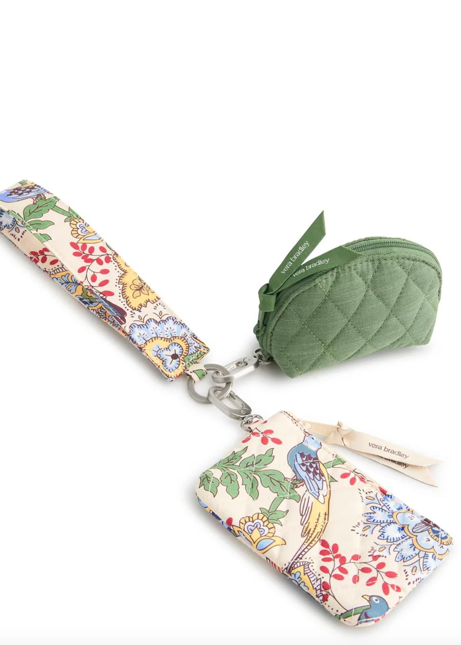 Dual Pouch Wide Wristlet - Prairie Blooms