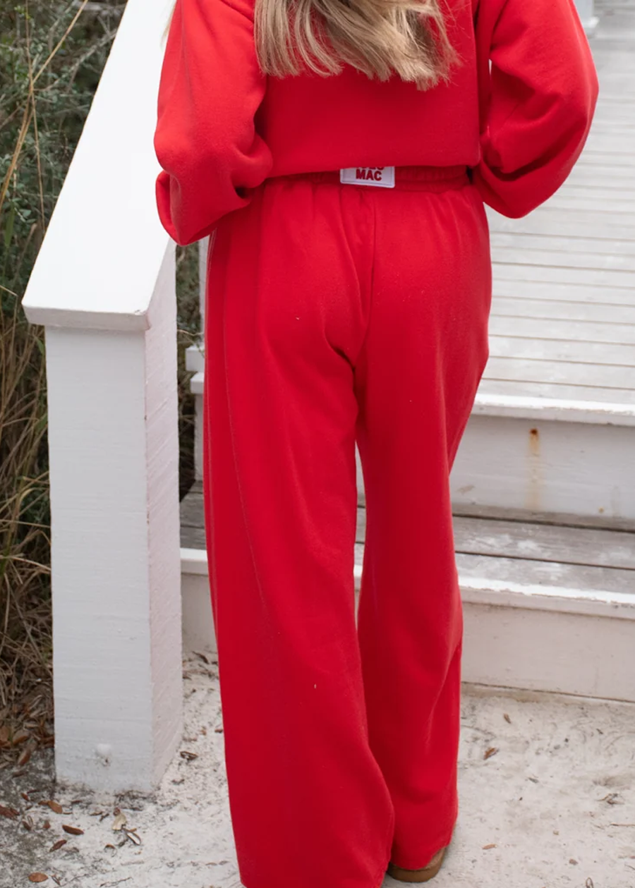 LULU MAC Terry Cloth Pant - Red