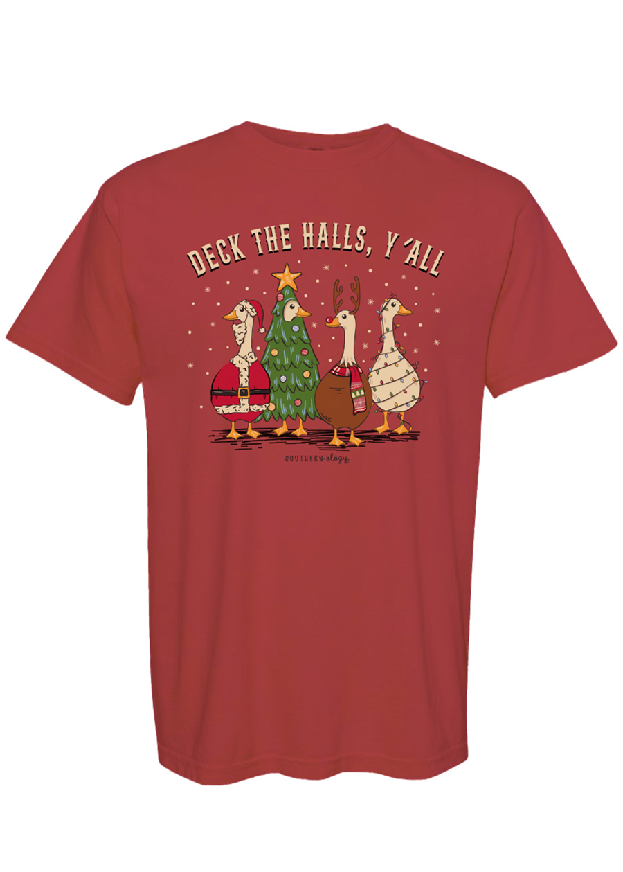 Southernology® Deck the Halls Y'all Geese Statement Chili Tee