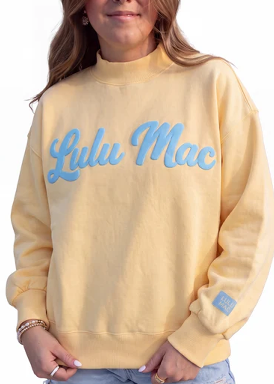 LULU MAC Script Sweatshirt-Butter/Light Blue