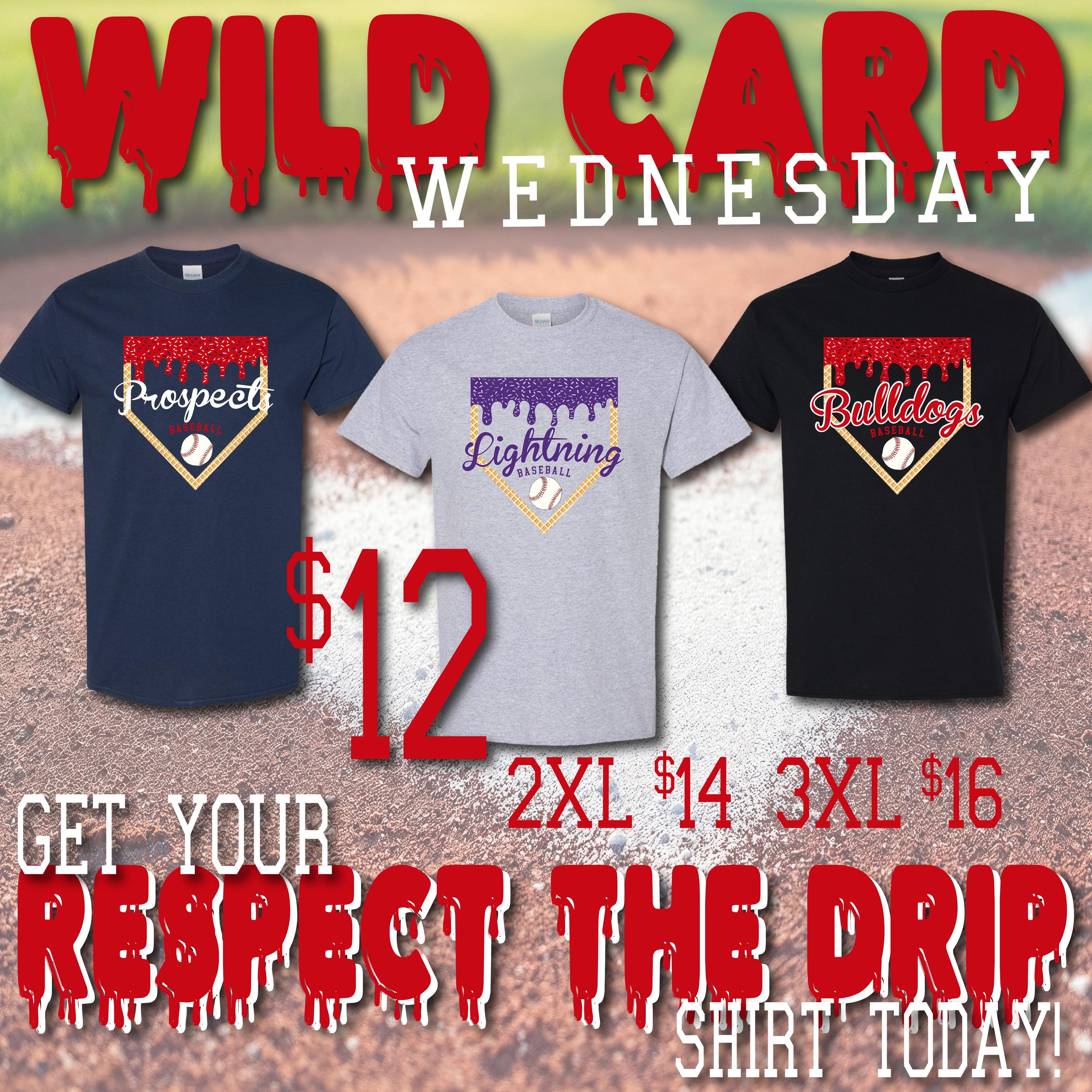 ADULT CUSTOM Respect The Drip Baseball Graphic Tee