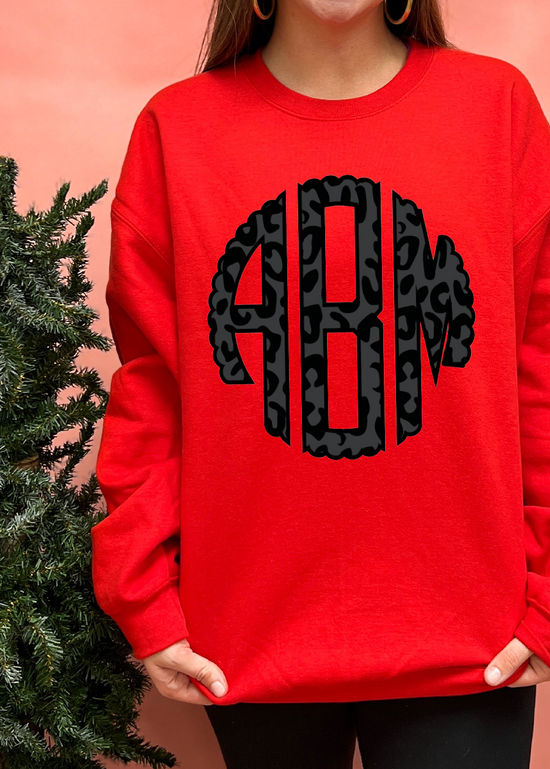 Black Leopard Monogram Crewneck Sweatshirt