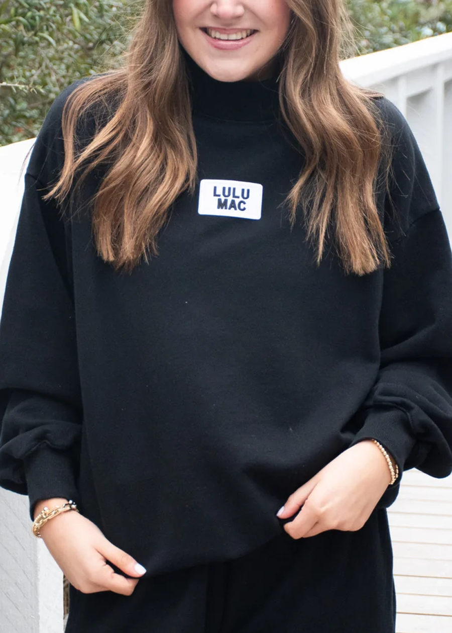 LULU MAC Terry Cloth Long Sleeve Top - Black