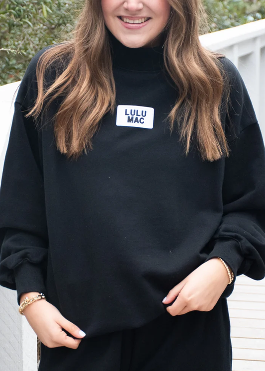 LULU MAC Terry Cloth Long Sleeve Top - Black