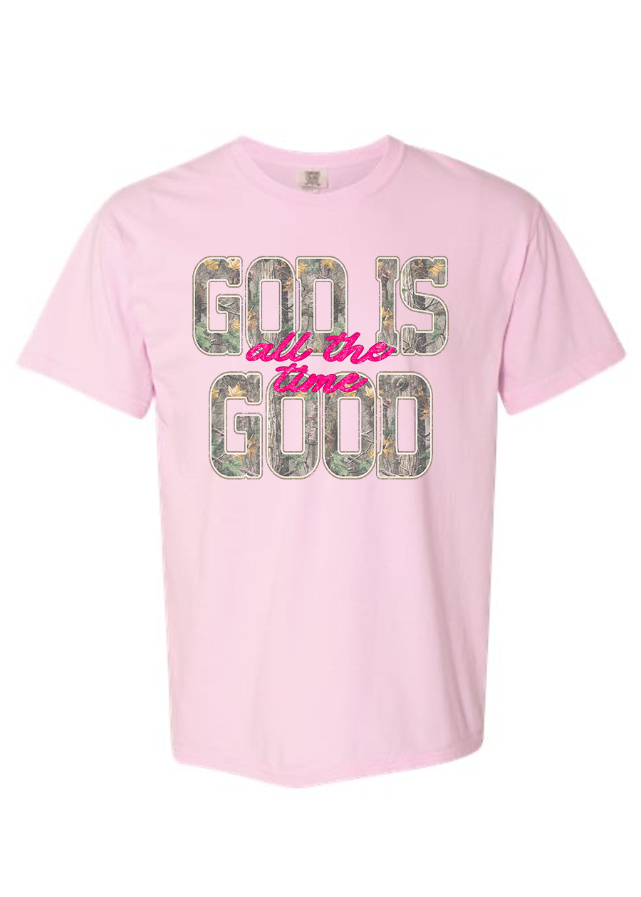 God is Good All The Time Camo COMFORT COLORS Tee