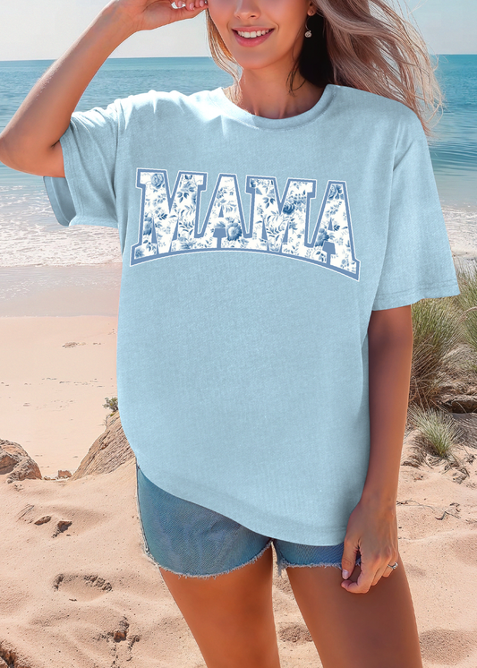 Blue Floral Mama Tee