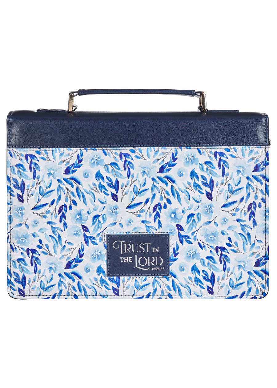 Prov 3:5 Fashion Blue Floral Bible Cover