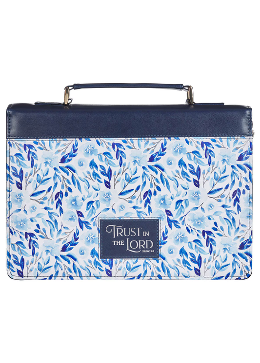 Prov 3:5 Fashion Blue Floral Bible Cover