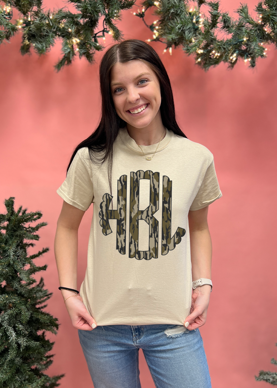 Bottomland Camo Monogram Tee