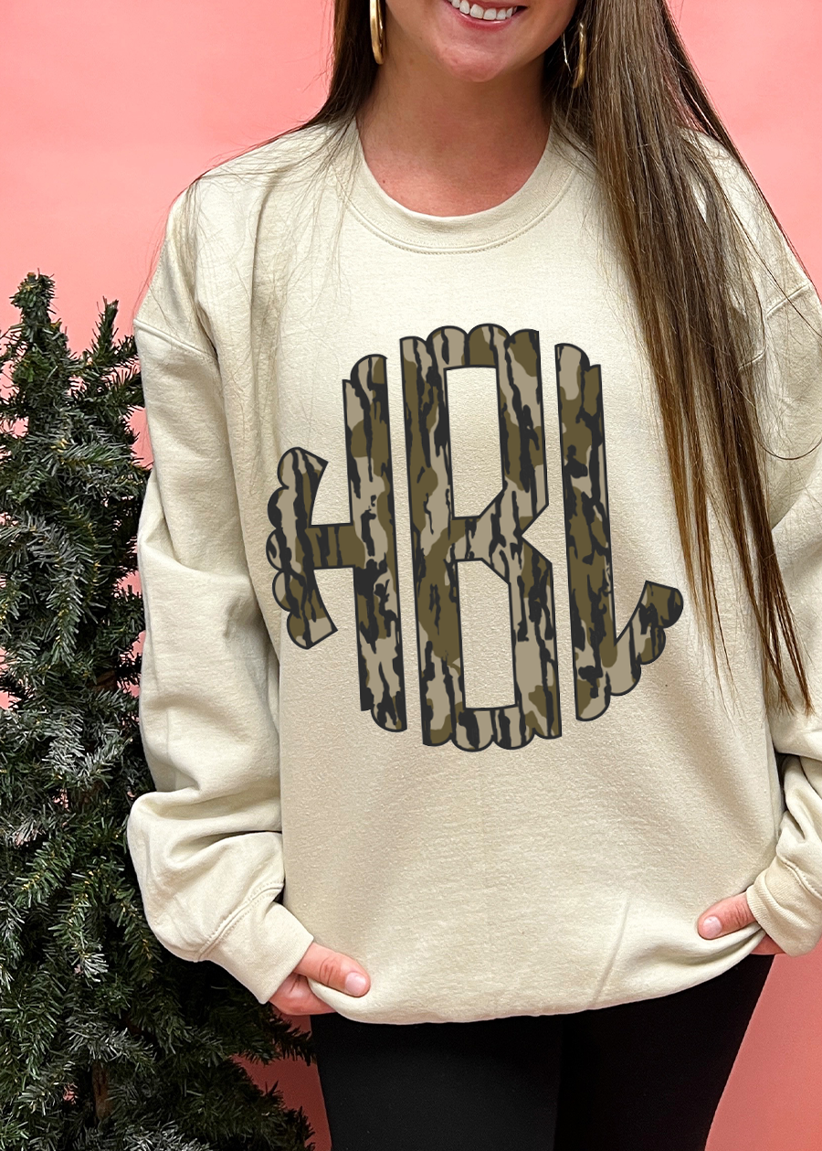 Bottomland Camo Monogram Crewneck Sweatshirt