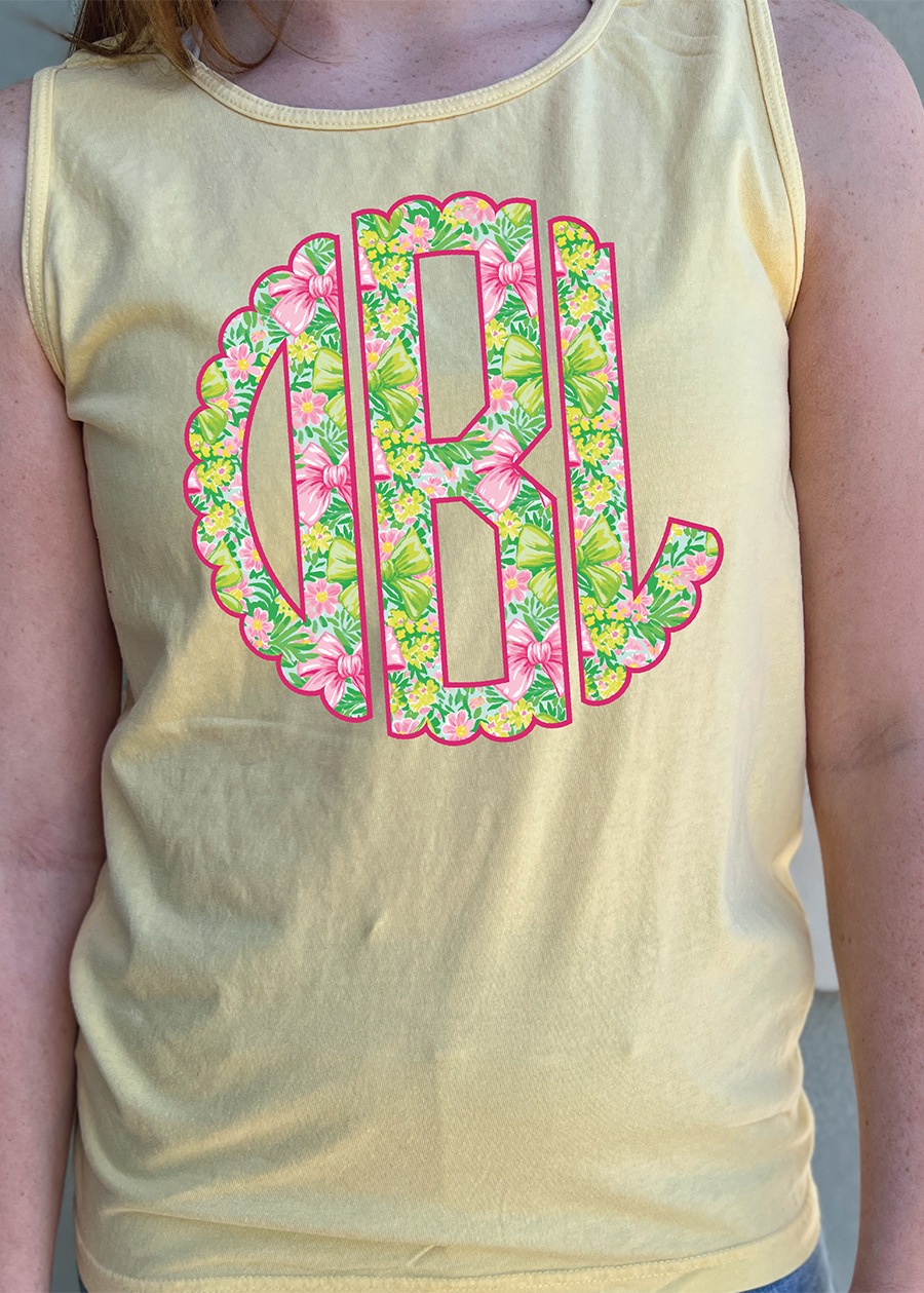 Bows Lilly Scalloped Monogram Tank