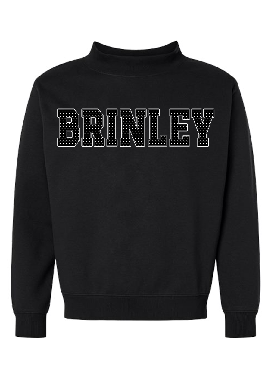 CUSTOM Polka Dot Word Black Mock Neck