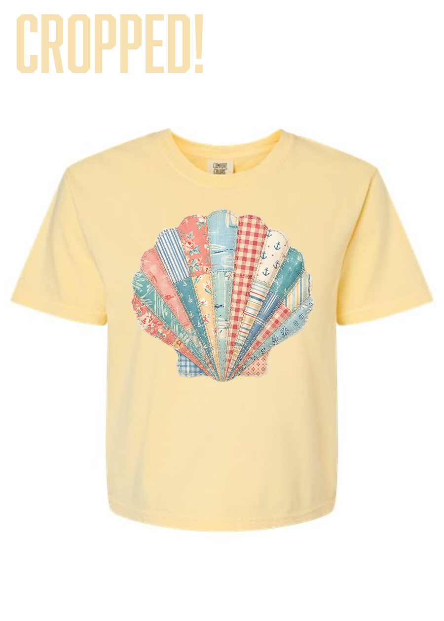 Cropped Patchwork Seashell COMFORT COLORS Boxy Tee