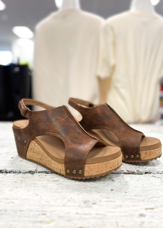 Corky Carley Wedge- Washed Cognac