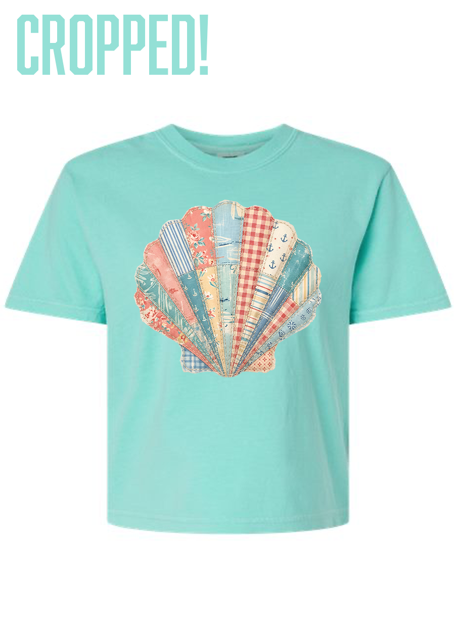Cropped Patchwork Seashell COMFORT COLORS Boxy Tee