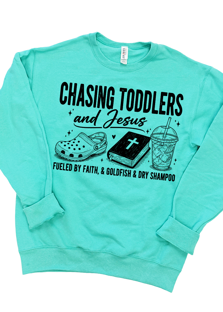 Chasing Toddlers and Jesus Crewneck