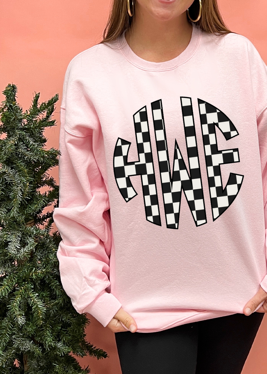 Checkered Monogram Crewneck Sweatshirt