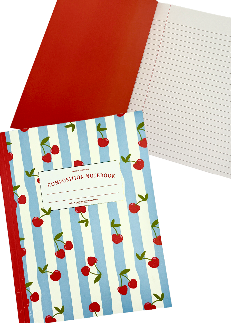 Cherry Stripe Composition Notebook