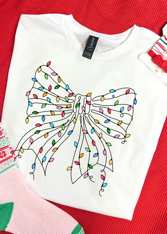 Christmas Lights Bow Tee