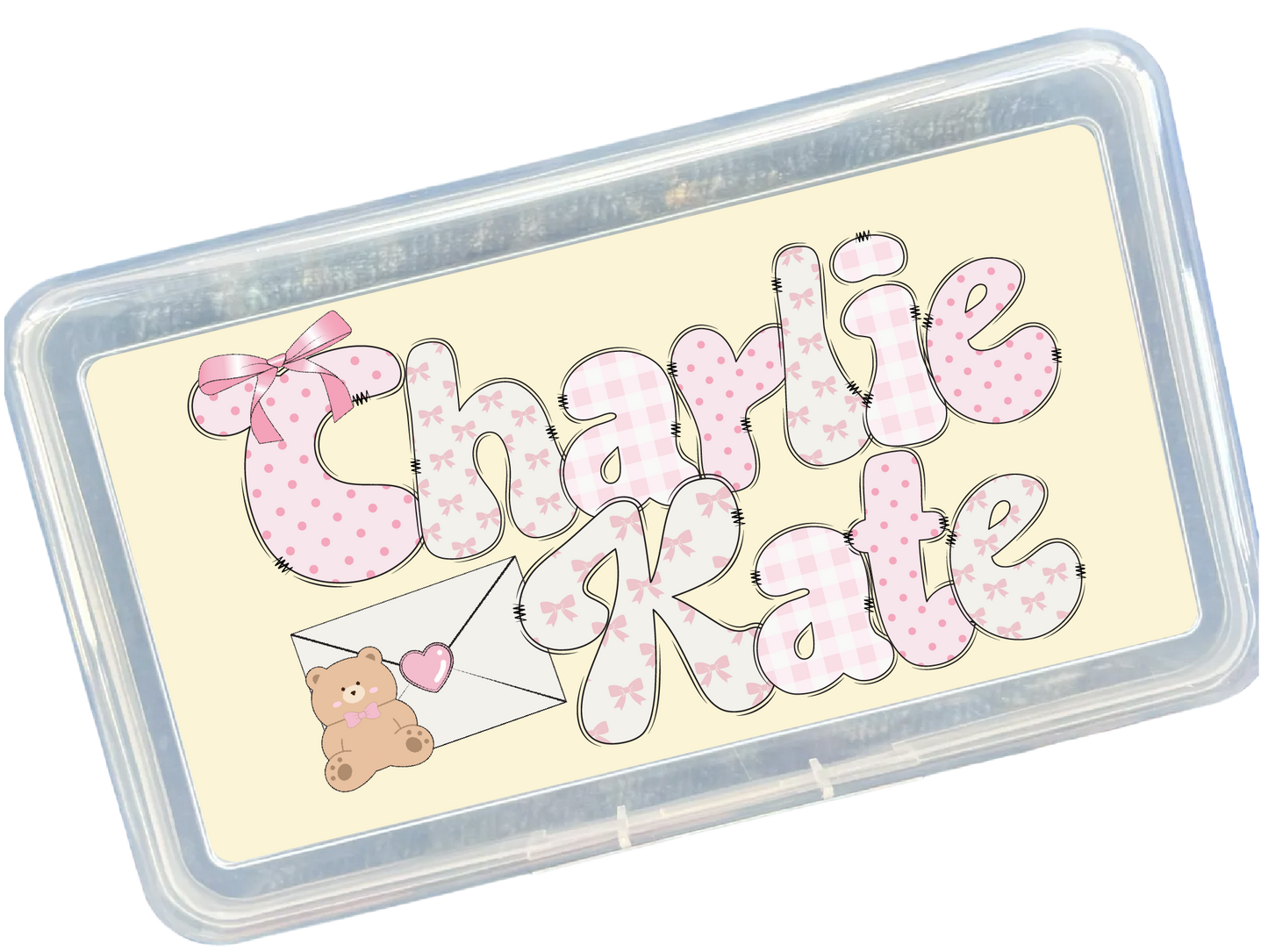 COQUETTE TEDDY BEAR Pencil Box or Pouch w/ UV Decal
