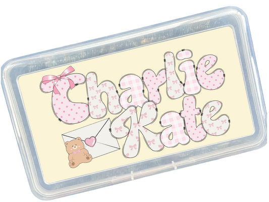 COQUETTE TEDDY BEAR Pencil Box or Pouch w/ UV Decal