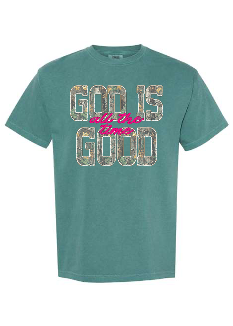 God is Good All The Time Camo COMFORT COLORS Tee