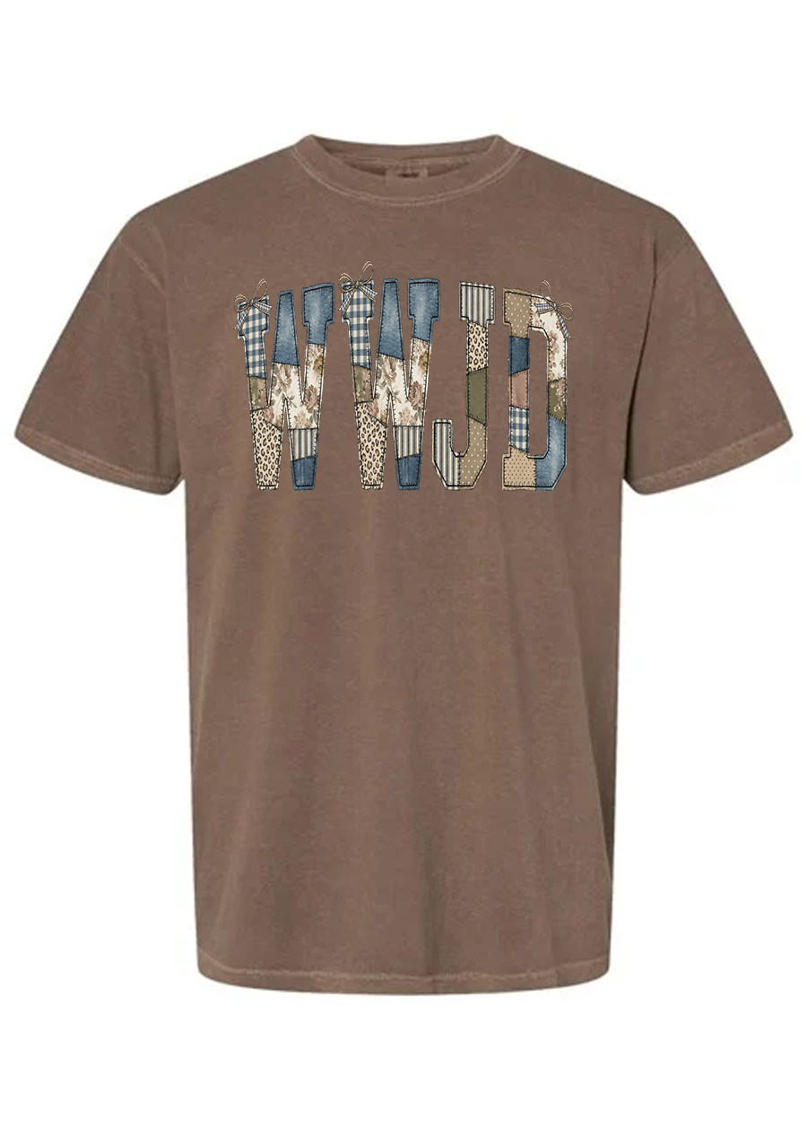 Vintage Patchwork WWJD COMFORT COLORS Tee