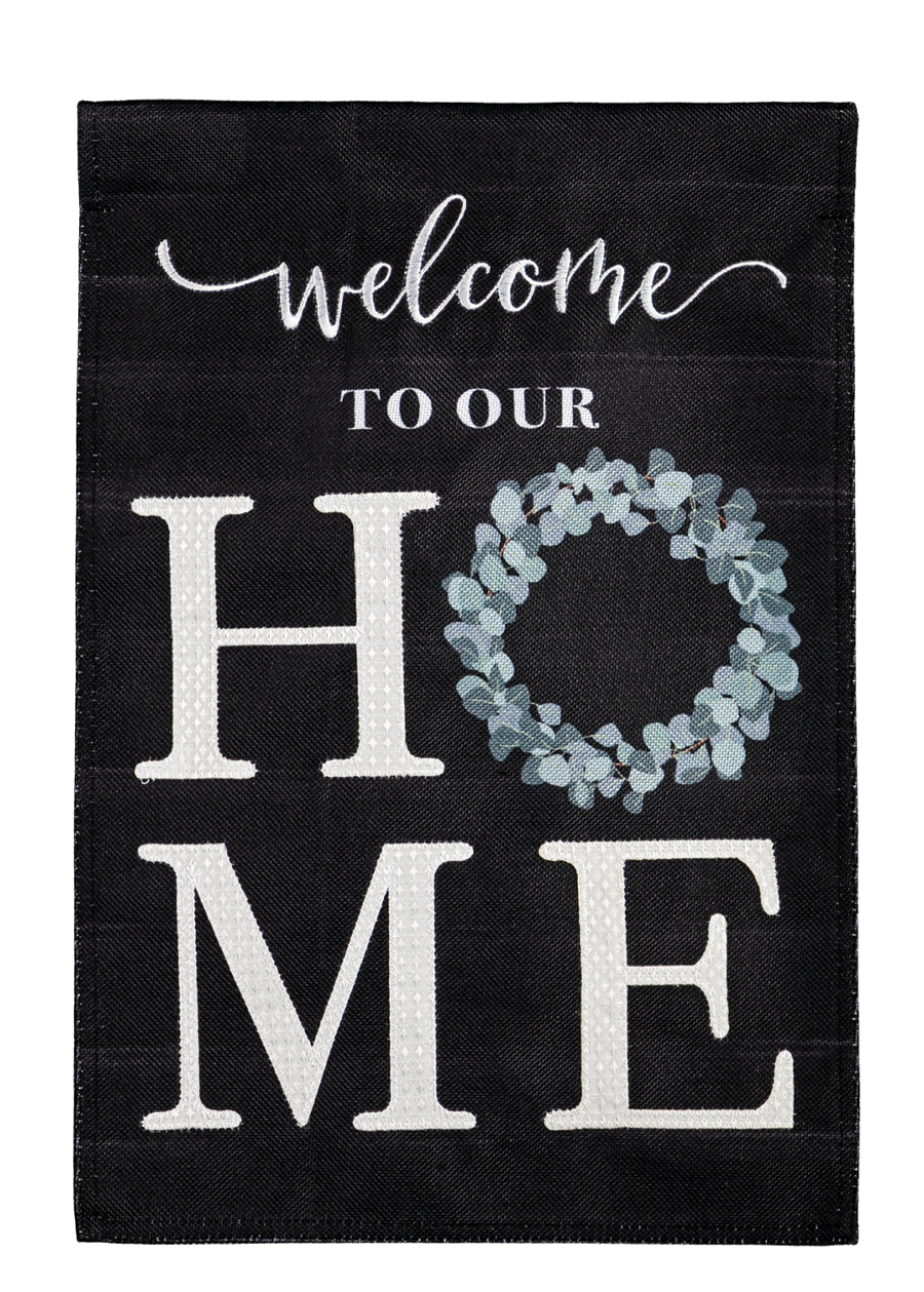 Load image into Gallery viewer, Eucalyptus Welcome Burlap Flag
