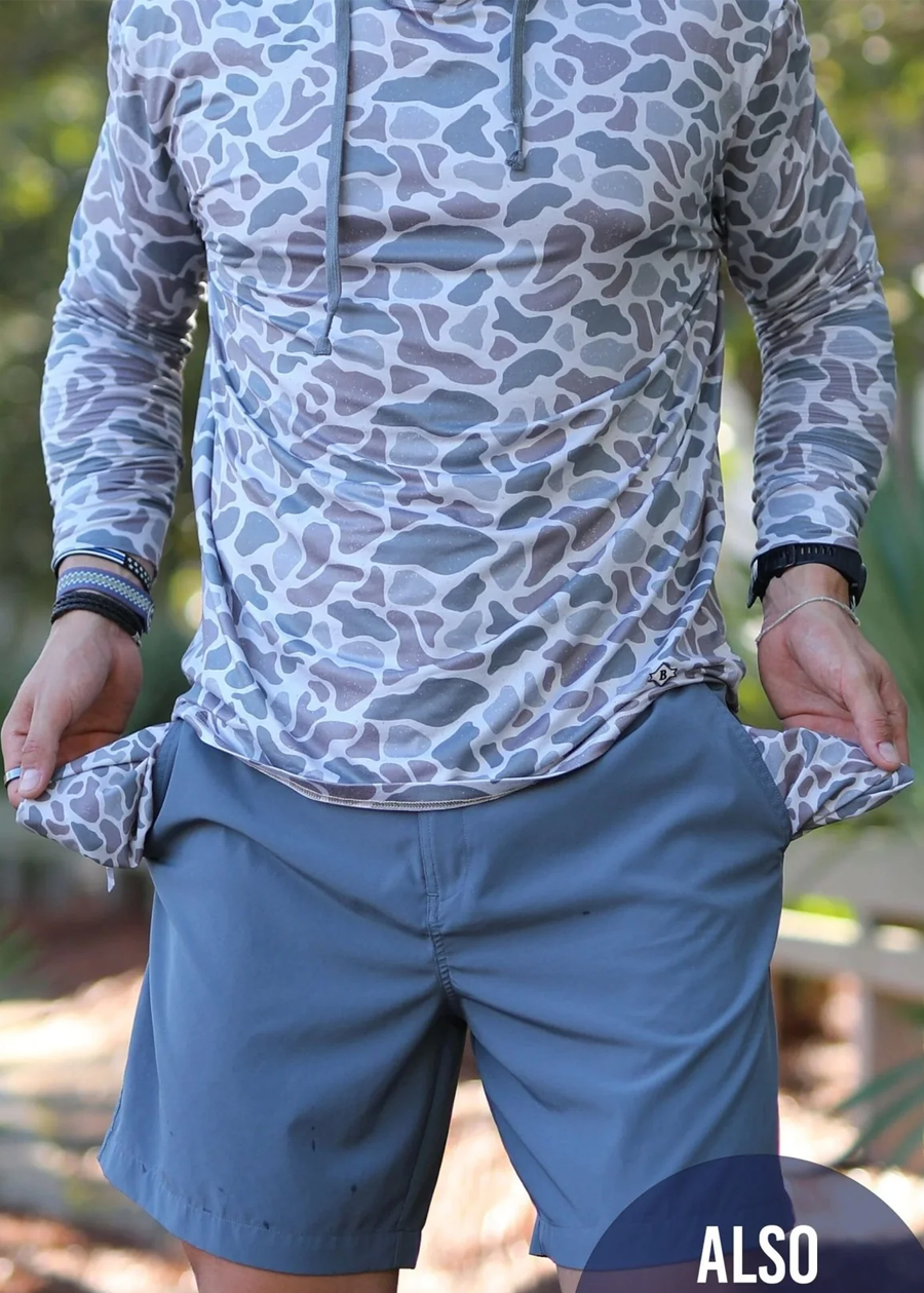 Everyday Shorts- River Rock Grey Deer Camo Pockets