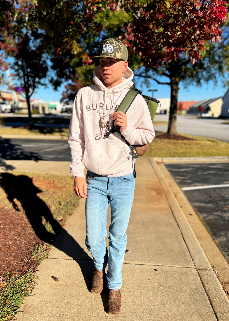 Fleece Hoodie - Whitetail Deer - Heather Oatmeal