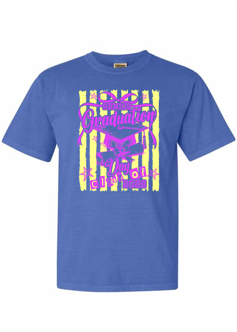 ADULT Graduate Striped COMFORT COLORS Tee