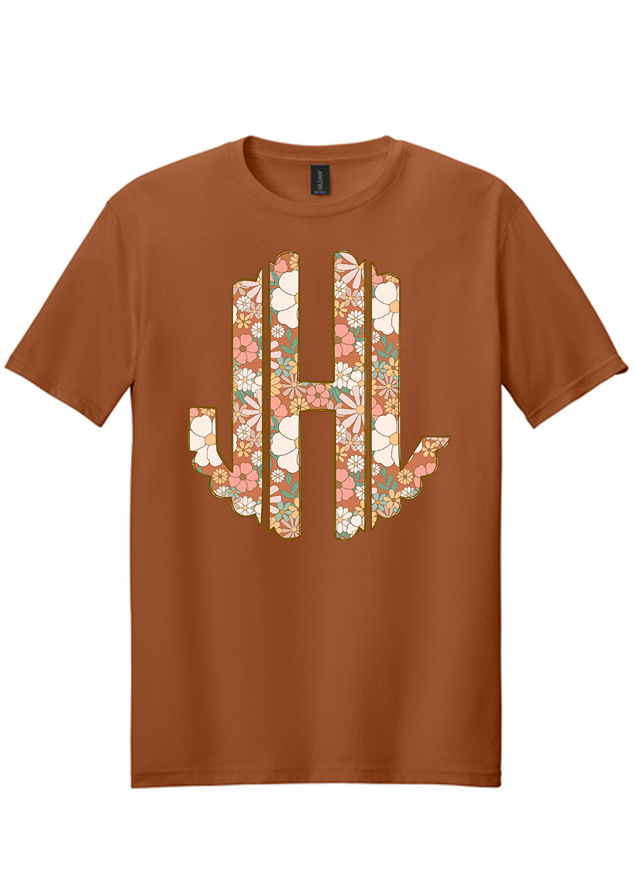 ADULT Fall Florals Monogram Tee