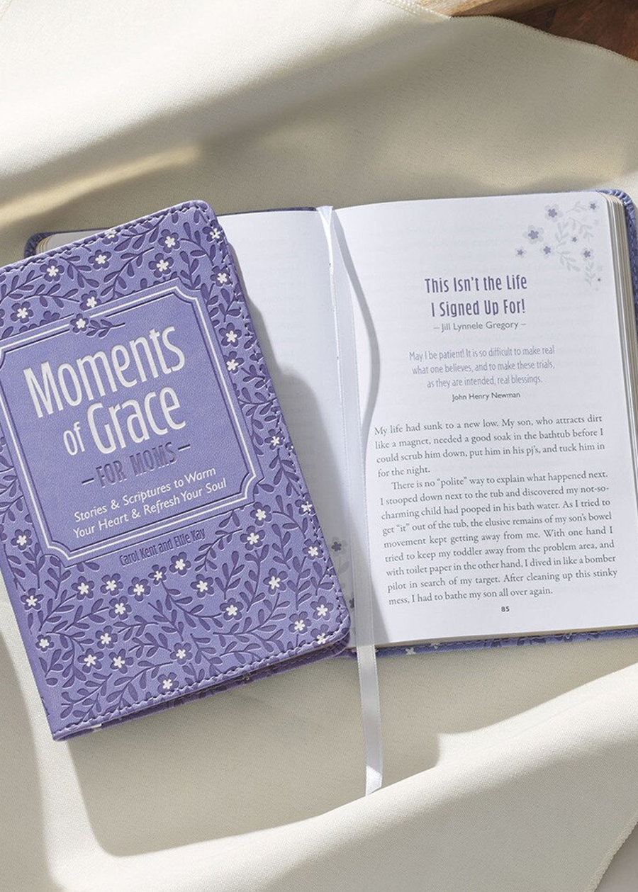 Moments Of Grace For Moms: Stories And Scriptures Purple Faux Leather Gift Book