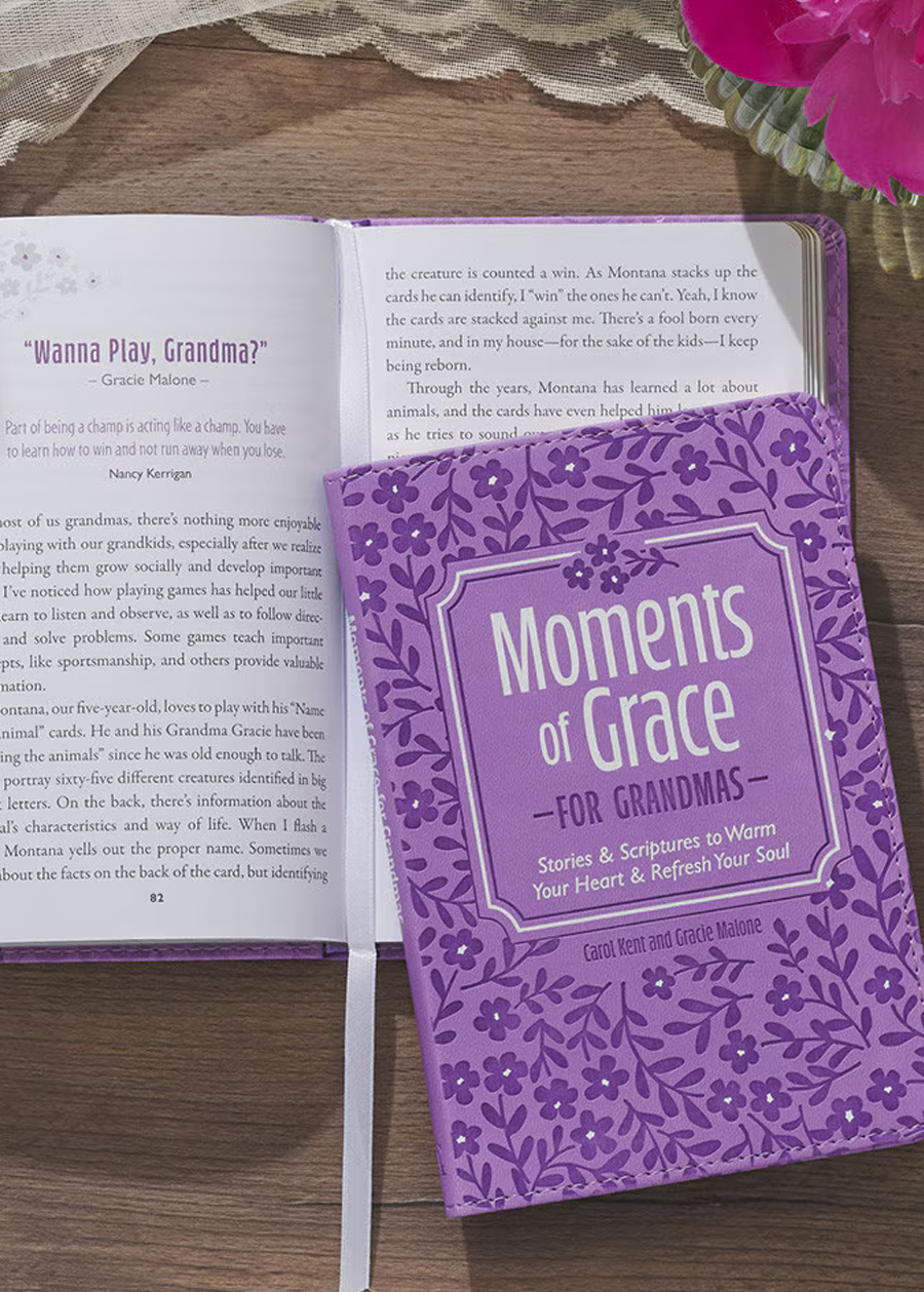 Moments Of Grace For Grandmas: Stories And Scriptures Purple Faux Leather Gift Book