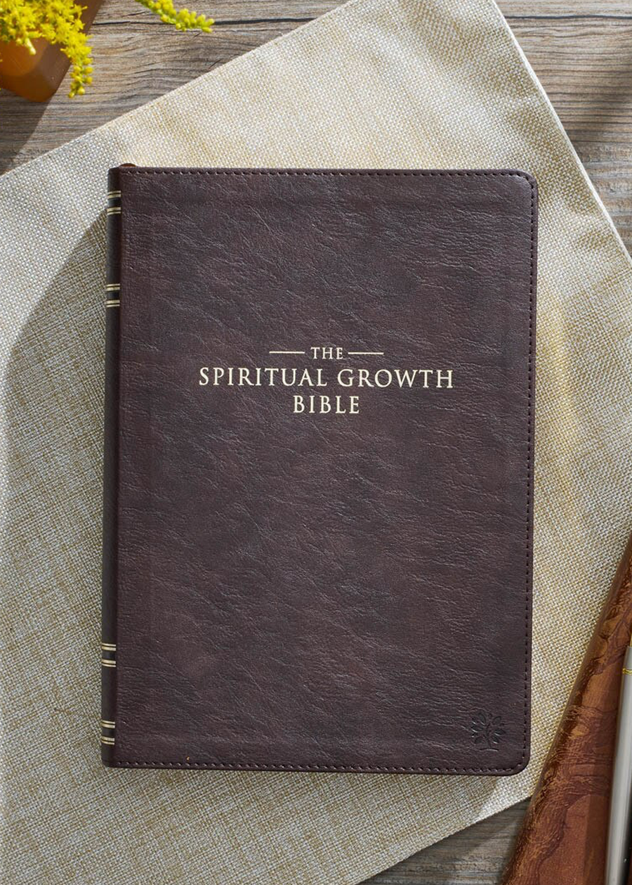 Espresso Brown Faux Leather Spiritual Growth Bible
