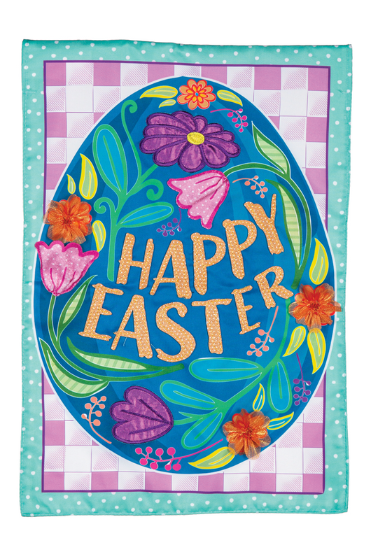 Happy Easter Egg Applique Garden Flag