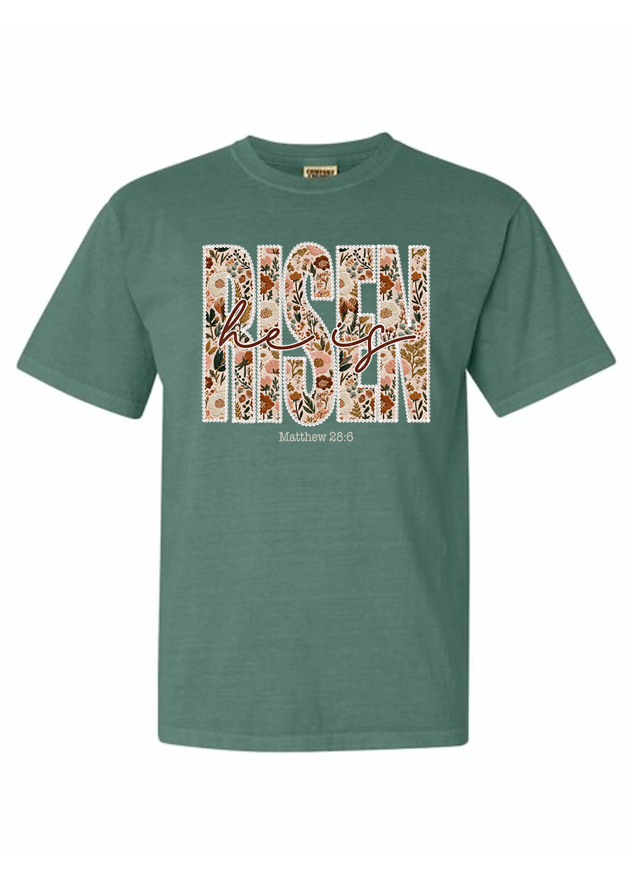 Pearl-Lined He Is Risen COMFORT COLORS Tee