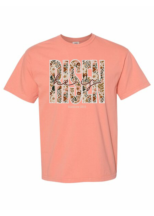 YOUTH Pearl-Lined He Is Risen COMFORT COLORS Tee
