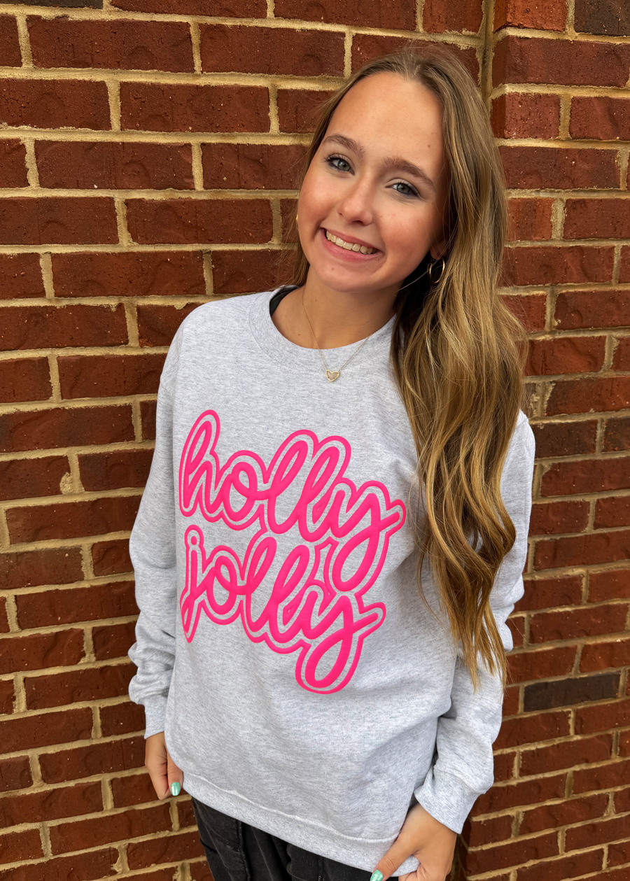 ADULT PUFF HOLLY JOLLY Crewneck Sweatshirt