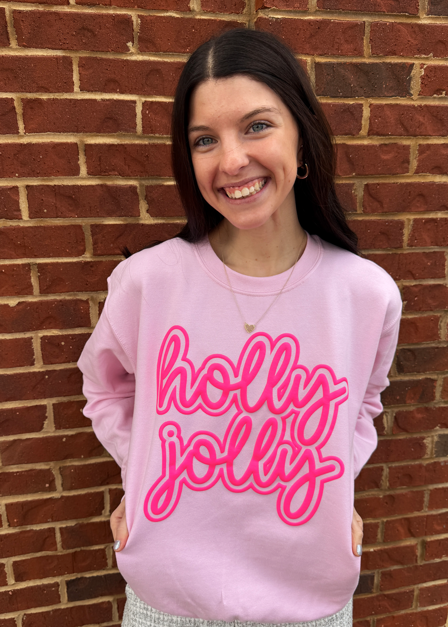 ADULT PUFF HOLLY JOLLY Crewneck Sweatshirt